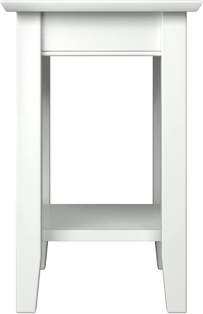 AFI Nantucket Chair Side Table with Built-in Charger in White