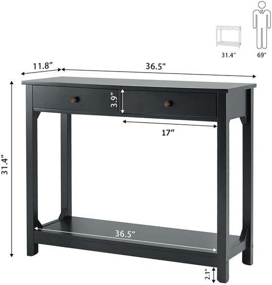 TaoHFE Black Console Table, 39.4"x11.8"x31.5"(L*W*H)