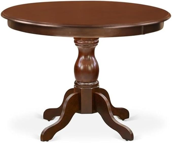 East West Furniture HBIP5-MAH-W 5 Piece Kitchen Table & Chairs Set Includes a Round Dining Room Table with Pedestal and 4 Solid Wood Seat Chairs, 42x42 Inch, Mahogany