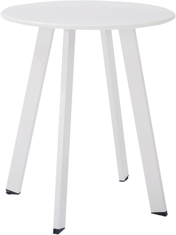 Patio Coffee Table Set of 2, Outdoor Weather Resistant End Table, Round Nesting Tables for Living Room Balcony Office, White