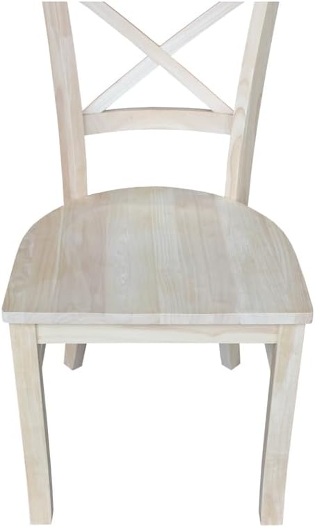 IC International Concepts Set of 2 35.8" H Charlotte X-Back Dining Solid Parawood, Stylish and Comfortable Chairs, 18.5''W Seat, Paint or Stain in Any Color to Match Your Decor, Unfinished