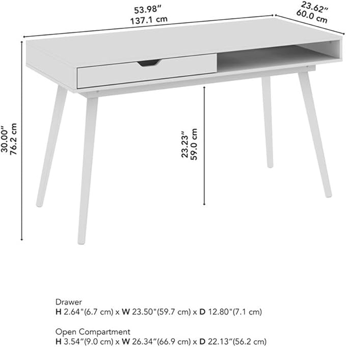 Bush Furniture Nora 54W Writing Desk in Dark Walnut | Computer Table for Home Office Workspace or Entryway
