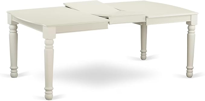 East West Furniture DOIP9-LWH-W 9 Piece Dining Set Includes a Rectangle Dining Table with Butterfly Leaf and 8 Kitchen Chairs, 42x78 Inch, Linen White