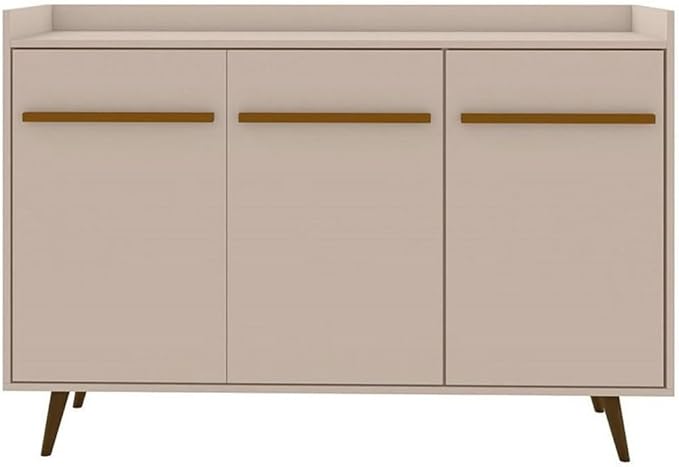 Manhattan Comfort Bradley Buffet Cabinet with Storage, Mid Century Modern Sideboard with 4 Shelves and Soft Close Doors, TV Stand Media Console for up to 50" Screens, 53.54" Long, Off White