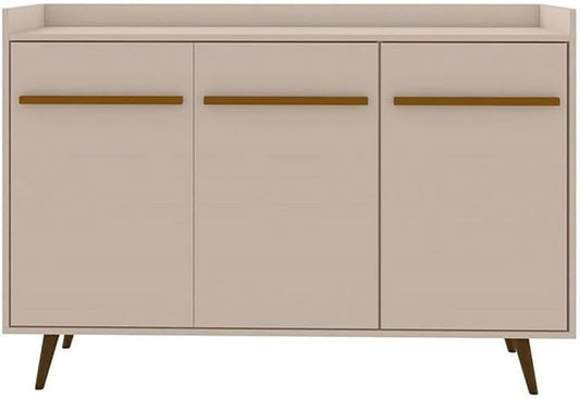 Manhattan Comfort Bradley Buffet Cabinet with Storage, Mid Century Modern Sideboard with 4 Shelves and Soft Close Doors, TV Stand Media Console for up to 50" Screens, 53.54" Long, Off White