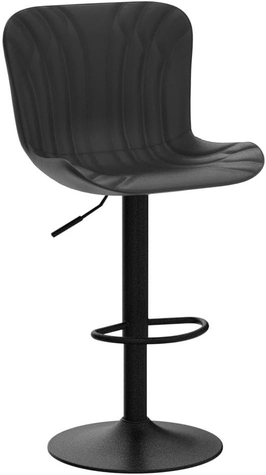 YOUNUOKE Bar Stools Set of 2 Black Barstools Adjustable Counter Height Stools 24 inch Swivel Modern Bar Stool with Back for Kitchen Island