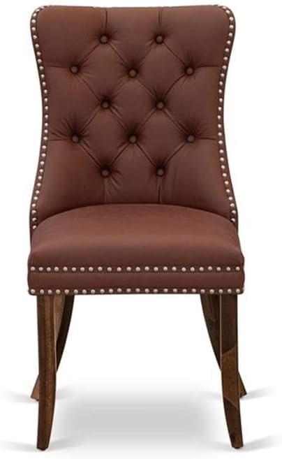 East West Furniture ANDA5-AWA-26 5 Piece Kitchen Table Set Includes a Round Dining Table with Pedestal and 4 Polyester Fabric Upholstered Parson Chairs, 36x36 Inch, Antique Walnut