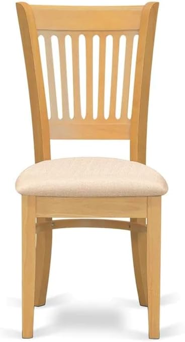 East West Furniture ESVA3-OAK-C 3 Piece Dining Table Set for Small Spaces Contains a Round Dining Room Table with Pedestal and 2 Linen Fabric Upholstered Chairs, 30x30 Inch, Oak