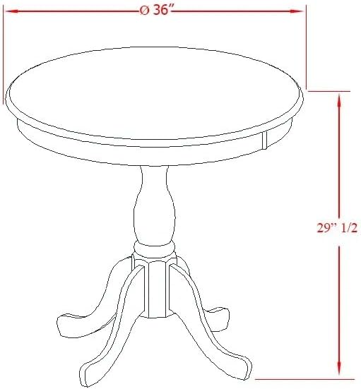 East West Furniture AMDA3-MAH-W 3 Piece Dining Table Set for Small Spaces Contains a Round Kitchen Table with Pedestal and 2 Dining Chairs, 36x36 Inch, Mahogany
