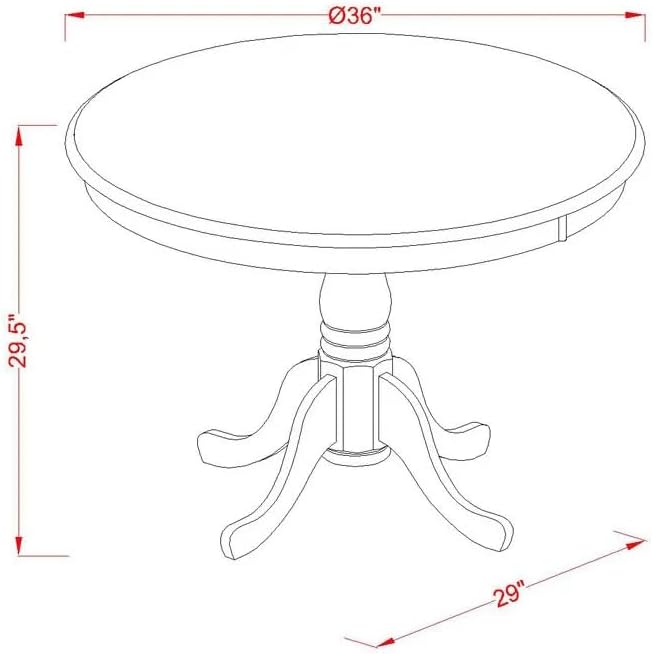 East West Furniture ANDA5-AWA-27 5 Piece Kitchen Table & Chairs Set Includes a Round Dining Table with Pedestal and 4 Polyester Fabric Upholstered Chairs, 36x36 Inch, Antique Walnut