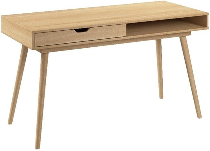 Bush Furniture Nora 54W Writing Desk in Natural Oak | Computer Table for Home Office Workspace or Entryway