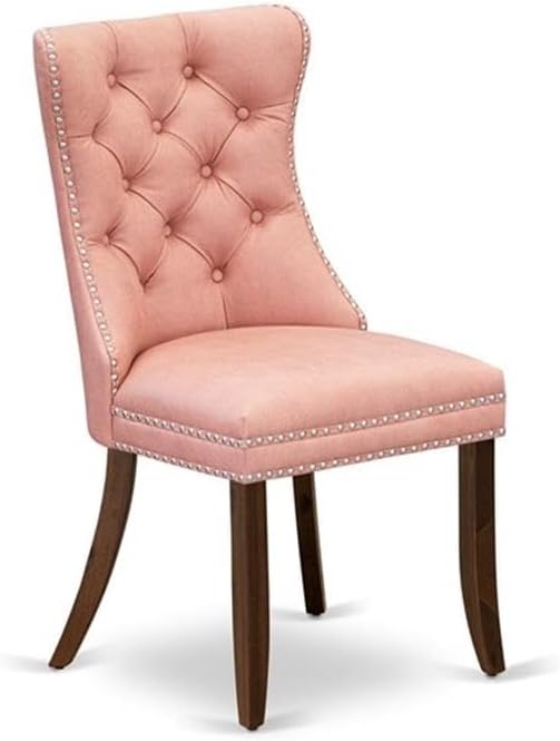 East West Furniture ANDA5-AWA-23 5 Piece Dinette Set Consists of a Round Dining Table with Pedestal and 4 Polyester Fabric Parson Kitchen Chairs, 36x36 Inch, Antique Walnut