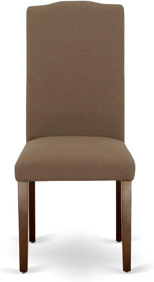 East West Furniture NDEN5-MAH-18 5 Piece Dining Table Set Includes a Rectangle Dining Room Table with Dropleaf and 4 Dark Coffee Linen Fabric Upholstered Chairs, 30x48 Inch, Mahogany