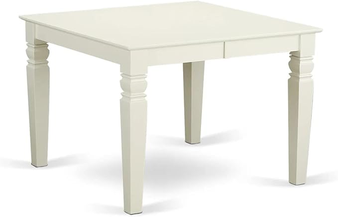 East West Furniture LGDA7-LWH-13 7 Piece Kitchen Set Consists of a Rectangle Dining Table with Butterfly Leaf and 6 Polyester Fabric Padded Chairs, linen white