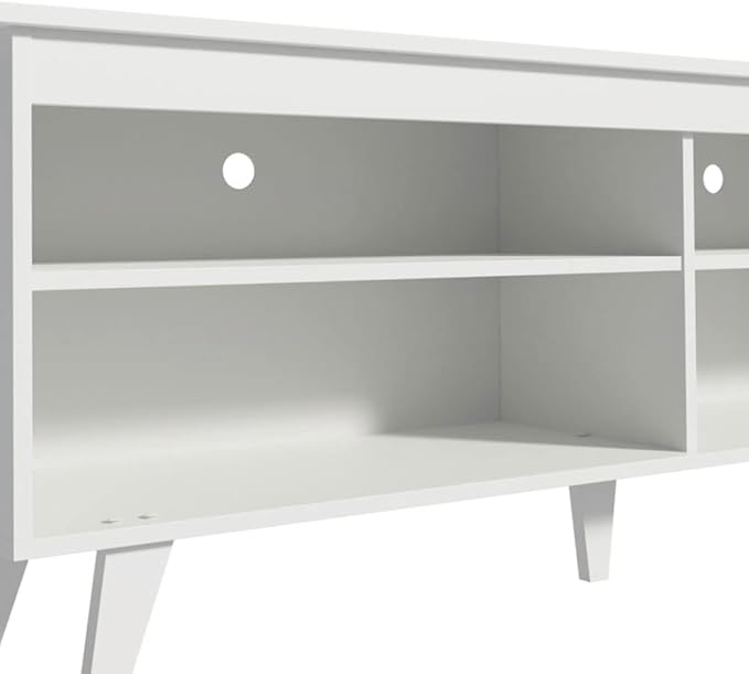 Madesa TV Stand Entertainment Center with 4 Shelves and Cable Management for 55, 65 Inch TV Media Storage Gaming Media Console Living Room and Bedroom Modern Wooden Television - White