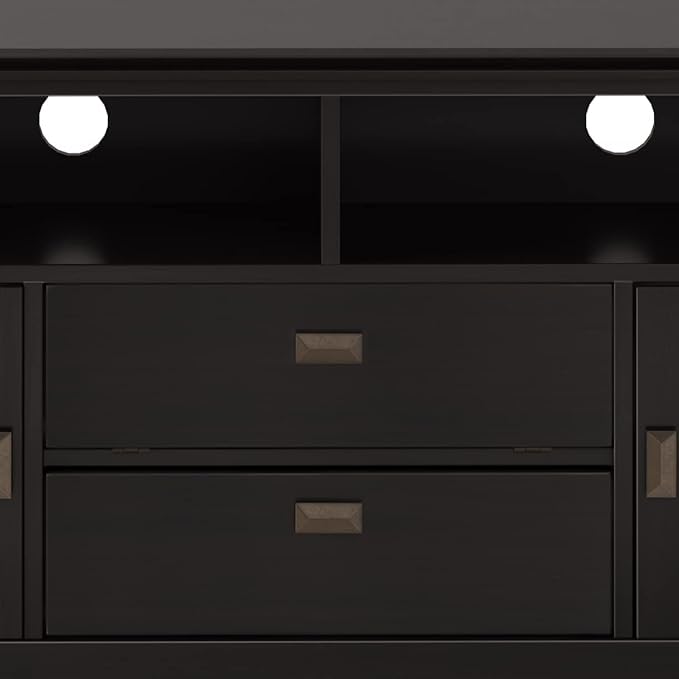 SIMPLIHOME Artisan SOLID WOOD 72 Inch Wide Transitional TV Media Stand in Hickory Brown for TVs up to 80 Inches, For the Living Room and Entertainment Center
