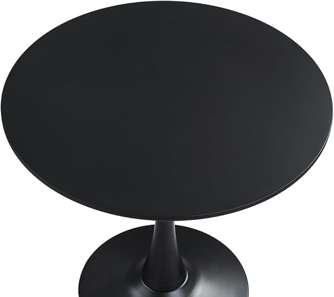31.2" Tulip Dining Table, Black, Perfect for 2-4 People, Mid-Century Modern Style, Round MDF Top with Sturdy Base for Dining Room, Living Room, Cafe