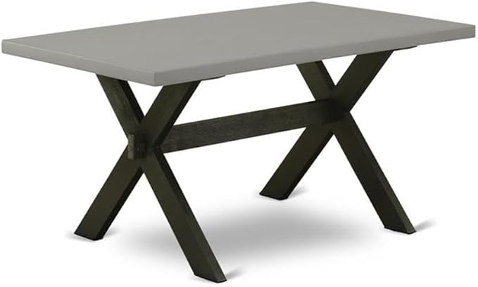 East West Furniture X696DR124-7 7 Piece Dining Set Consist of a Rectangle Dining Room Table with X-Legs and 6 Black Color Linen Fabric Upholstered Chairs, 36x60 Inch, Multi-Color