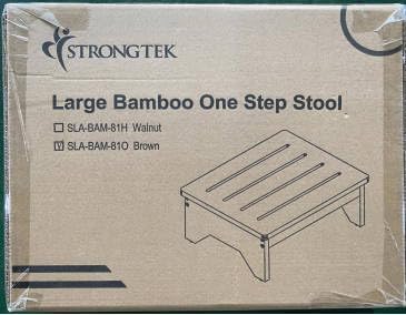 StrongTek Bamboo Bed Step Stool for Adults & Kids – Wide 16" Platform, 300 lbs Capacity, Non-Slip Drainage Surface, 6.5" Height Safe Bedside Stool, Bathroom Shower Step & Office Foot Rest (Brown)