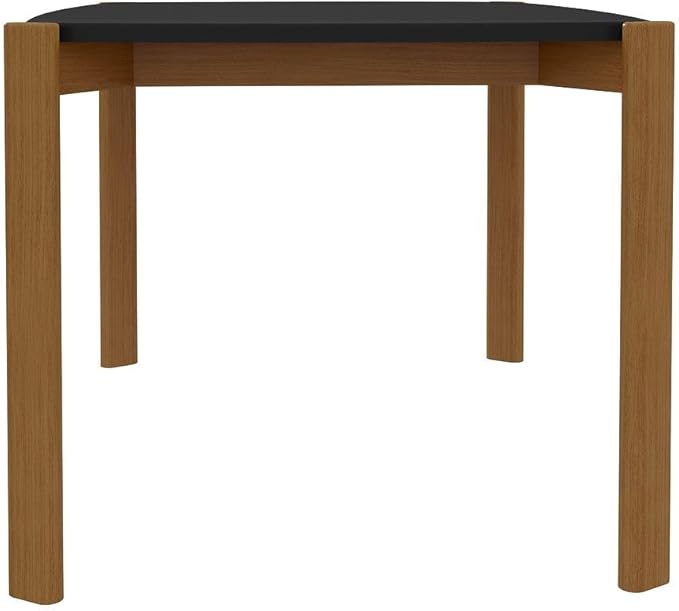 Manhattan Comfort Gales 47-Inch Mid Century Modern Dining Table for 2-4 Person, Unique Minimalist Home Furniture with Solid Eucalyptus Wood Legs, Matte Black