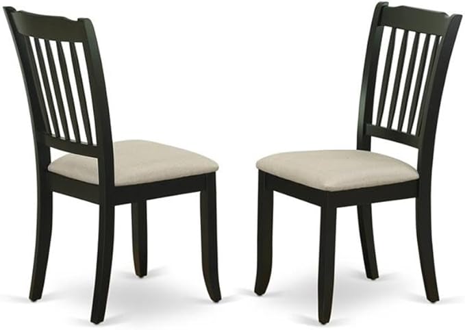 East West Furniture LGDA9-BLK-C 9 Piece Dining Room Table Set Includes a Rectangle Kitchen Table with Butterfly Leaf and 8 Linen Fabric Upholstered Dining Chairs, 42x84 Inch, Black