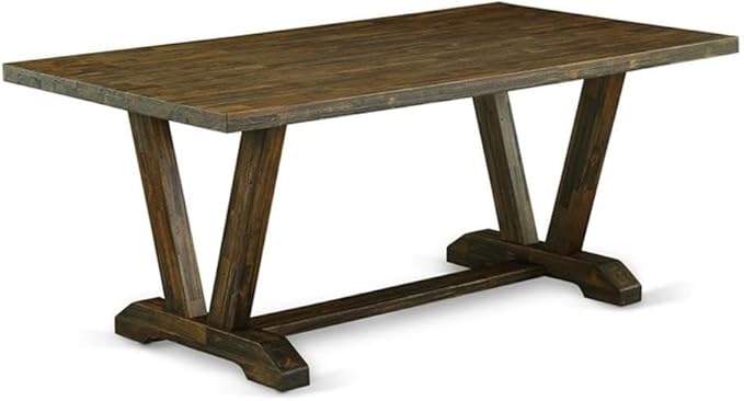 East West Furniture VT777 V-Style Dining Room Table - a Rectangle Solid Wood Table Top with Stylish Legs, 40x72 Inch, Distressed Jacobean