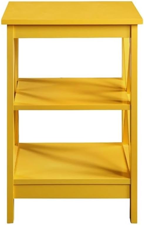 Convenience Concepts Oxford End Table 15.75" - Modern Living Room Table with Storage Shelves, Transitional Nightstand Side Table for Home Decor and Display, Yellow