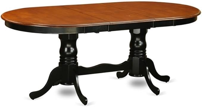 East West Furniture PLAI7-BLK-W 7 Piece Dining Room Table Set Consist of an Oval Kitchen Table with Butterfly Leaf and 6 Dining Chairs, 42x78 Inch, Black & Cherry