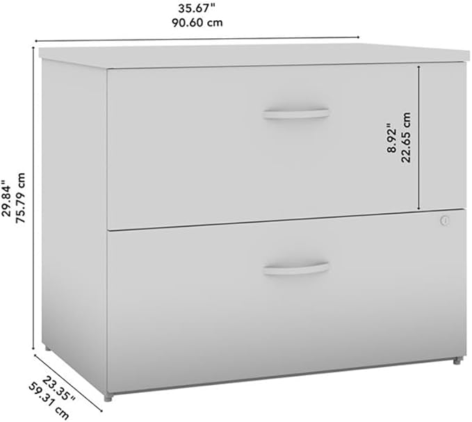 Bush Business Furniture Office in an Hour 2 Drawer Lateral File Cabinet in Mocha Cherry | Locking Storage for Letter, Legal, and A4-size Documents