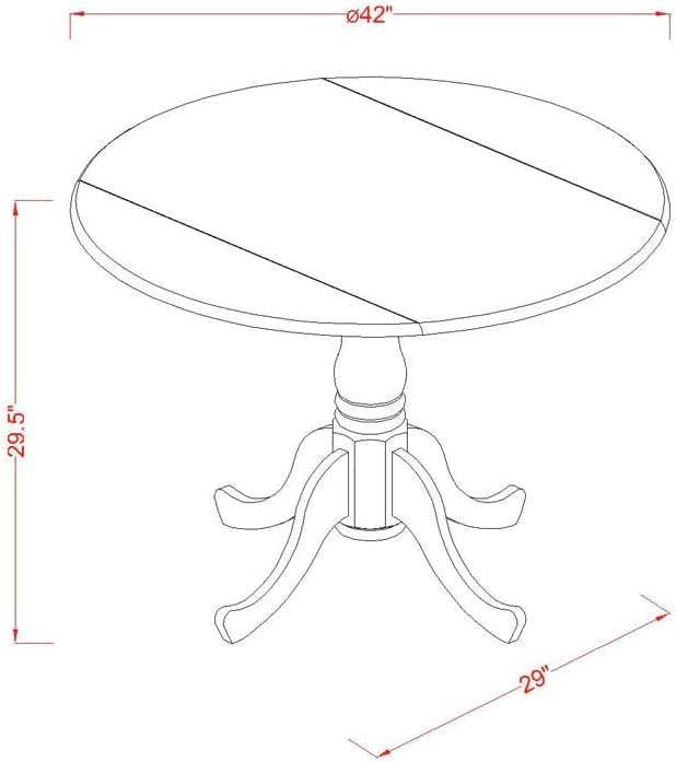 East West Furniture DMIP3-MAH-W 3 Piece Kitchen Table & Chairs Set Contains a Round Dining Room Table with Dropleaf and 2 Dining Chairs, 42x42 Inch, Mahogany