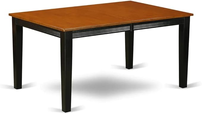 East West Furniture QUDA9-BCH-W 9 Piece Modern Dining Table Set Includes a Rectangle Wooden Table with Butterfly Leaf and 8 Dining Room Chairs, 40x78 Inch, Black & Cherry