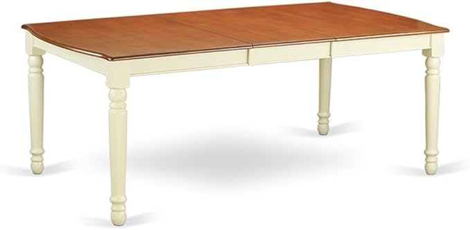 East West Furniture DOAV9-WHI-W 9 Piece Dining Table Set Includes a Rectangle Dining Room Table with Butterfly Leaf and 8 Wooden Seat Chairs, 42x78 Inch, Buttermilk & Cherry