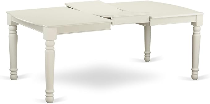 East West Furniture DOBR7-LWH-02 7 Piece Dining Table Set Consist of a Rectangle Table with Butterfly Leaf and 6 Light Beige Linen Fabric Upholstered Chairs, 42x78 Inch, Linen White