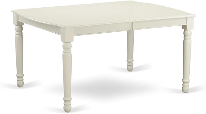 East West Furniture LGDA5-LWH-12 5 Piece Dinette Set Contains a Rectangle Kitchen Table with Butterfly Leaf and 4 Polyester Fabric Upholstered Chairs, Linen White