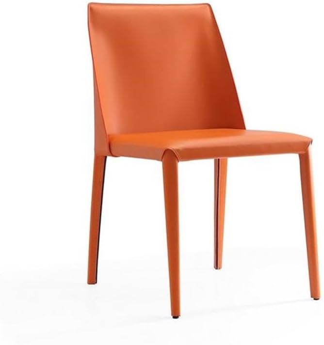 Manhattan Comfort Paris 8-Piece Leather Dining Chair and Armchair Set, Upholstered in Luxurious Saddle Material, Metal Frame, Ideal for Industrial and Coastal Homes, No Assembly, Coral