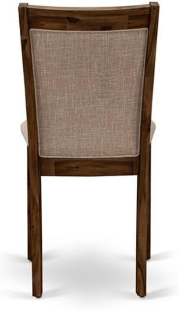 East West Furniture DLMZ3-AWN-04 3 Piece Dinette Set for Small Spaces Contains a Round Dining Table with Dropleaf and 2 Light Tan Linen Fabric Parsons Dining Chairs, 42x42 Inch, Natural Walnut