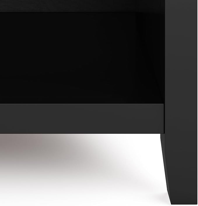 SIMPLIHOME Artisan Solid Wood 24 inch Wide Contemporary Bedside Nightstand Table in Black for The Living Room and Bedroom