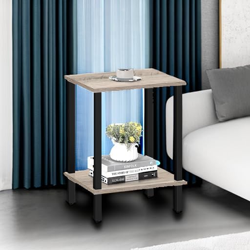 TUTOTAK End Table, Side Table, Nightstand, 2-Tier Storage Shelf, Sofa Side Table for Small Space, Living Room, Bed Room TB01BG034