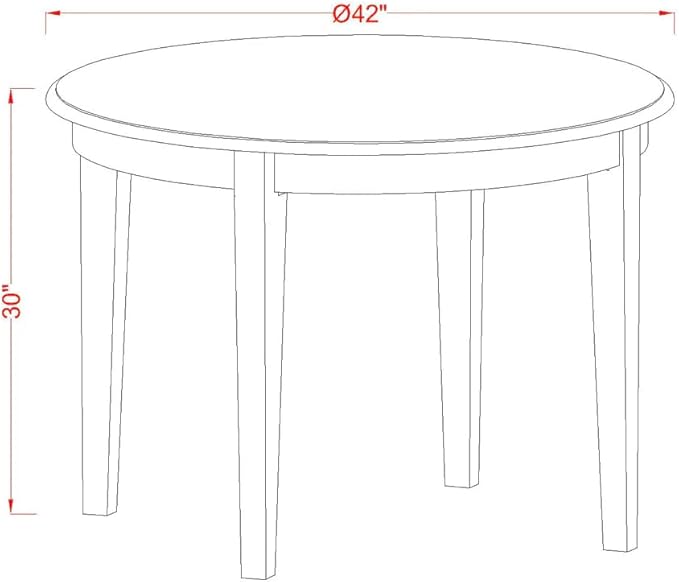 East West Furniture BOAD5-LWH-LC 5 Piece Dining Room Furniture Set Includes a Round Kitchen Table and 4 Faux Leather Upholstered Dining Chairs, 42x42 Inch, Linen White