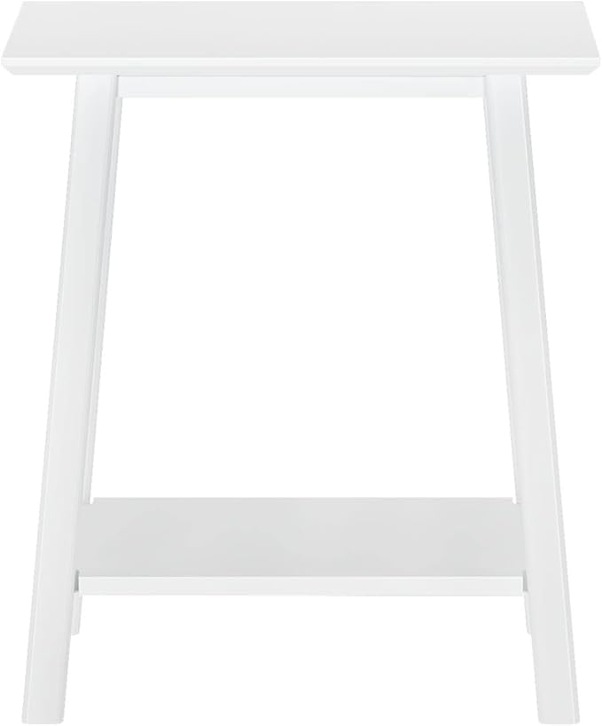 Plank+Beam Wooden Side Table with Storage, Mid Century Modern End Tables for Living Room, Small Solid Wood Nightstand, Bedside Tables, Bedroom Furniture, White