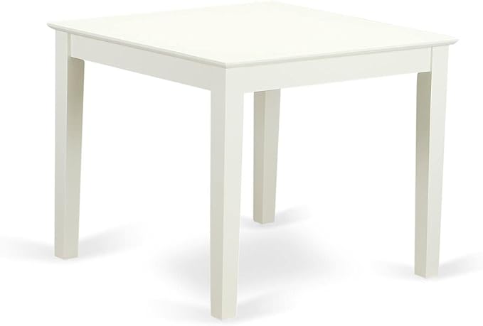 East West Furniture OXBR3-LWH-02 3 Piece Dining Room Furniture Set Contains a Square Dining Table and 2 Light Beige Linen Fabric Parsons Chairs, 36x36 Inch, Linen White