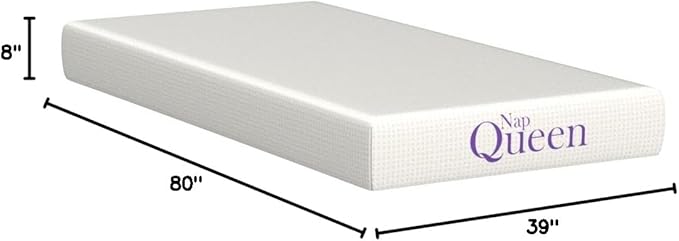 NapQueen 8 Inch Twin-XL Size Mattress, Bamboo Charcoal Memory Foam Mattress, Bed in a Box, White