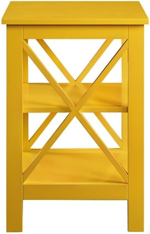 Convenience Concepts Oxford End Table 15.75" - Modern Living Room Table with Storage Shelves, Transitional Nightstand Side Table for Home Decor and Display, Yellow