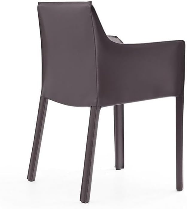 Manhattan Comfort Vogue Modern Faux Leather Dining Chairs, Metal Frame, Comfortable Padded Seat, Fully Assembled Armchair Accent Furniture, Set of 2, Grey