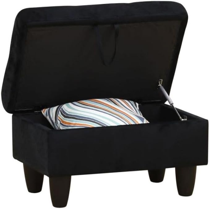 Black L-Shaped 3-Piece Flannel Sofa with Storage Ottoman Set, Sectional Couch Sofa Set for Living Room, Office, Small Space