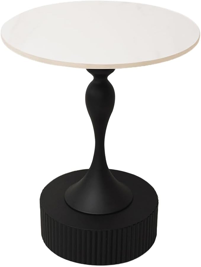 Side Table with Marble Top Metal End Table Modern Sofa Side End Table Coffee Round Side Desk for Couch Living Room Bedroom Outdoor