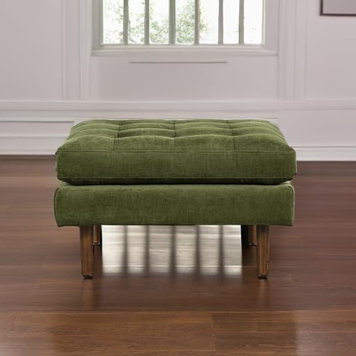 Poly and Bark Napa Velvet Ottoman in Distressed Green