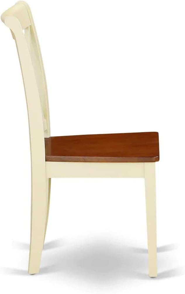 East West Furniture DOCL9-BMK-W 9 Piece Dining Table Set Includes a Rectangle Dining Room Table with Butterfly Leaf and 8 Wood Seat Chairs, 42x78 Inch, Buttermilk & Cherry