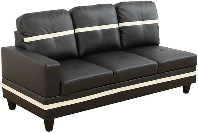 NicBex Sectional Couch 3 Pieces Sofa Set with Left Chaise PU Synthetic Leather L Shaped Cloud Couch for Living Room Furniture Sets with Storage Ottoman, Modular Sofa for Apartment, Black+White