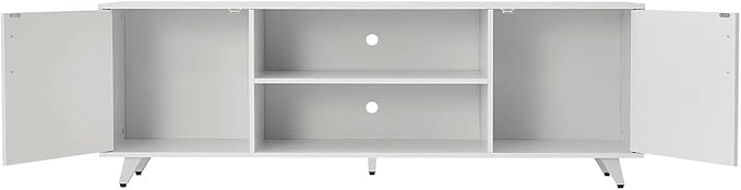 Panana TV Stand for TV up to 50 Inches, 2 Doors Entertainment Center with Open Shelves Storage, TV Console Unit for Living Room Bedroom (White)